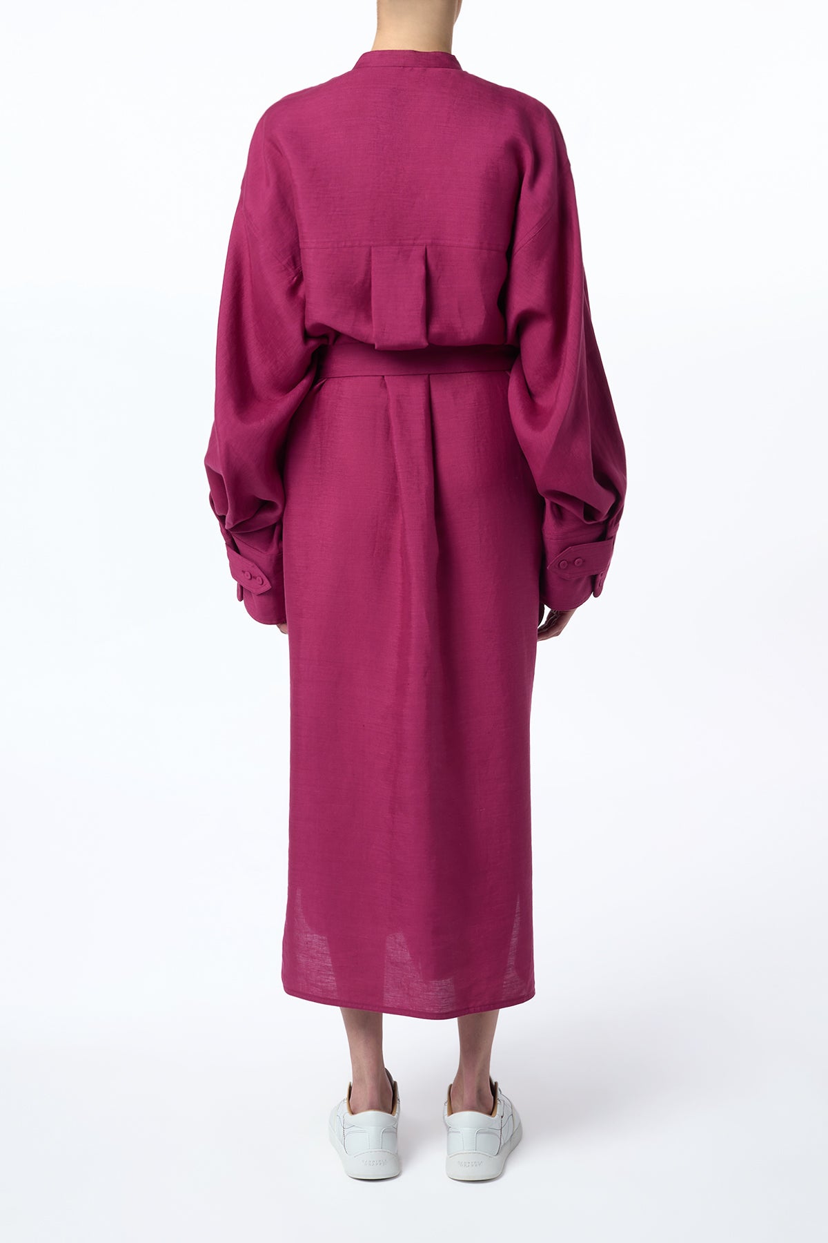 Tilda Oversized Midi Dress in Raspberry Aloe Linen