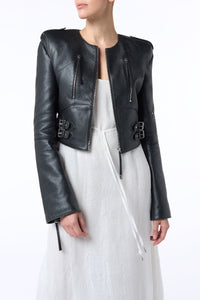 Phanes Moto Jacket in Black Leather