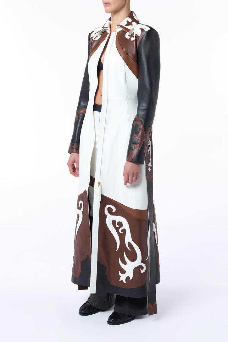 Jemme Western Trench Coat in Multi Nappa Leather