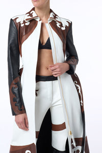 Jemme Western Trench Coat in Multi Nappa Leather