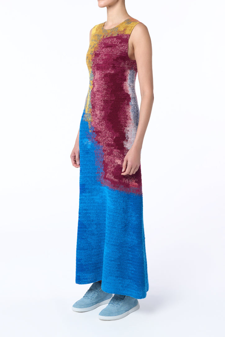 June Crochet Maxi Dress in Aurora Multi Cashmere