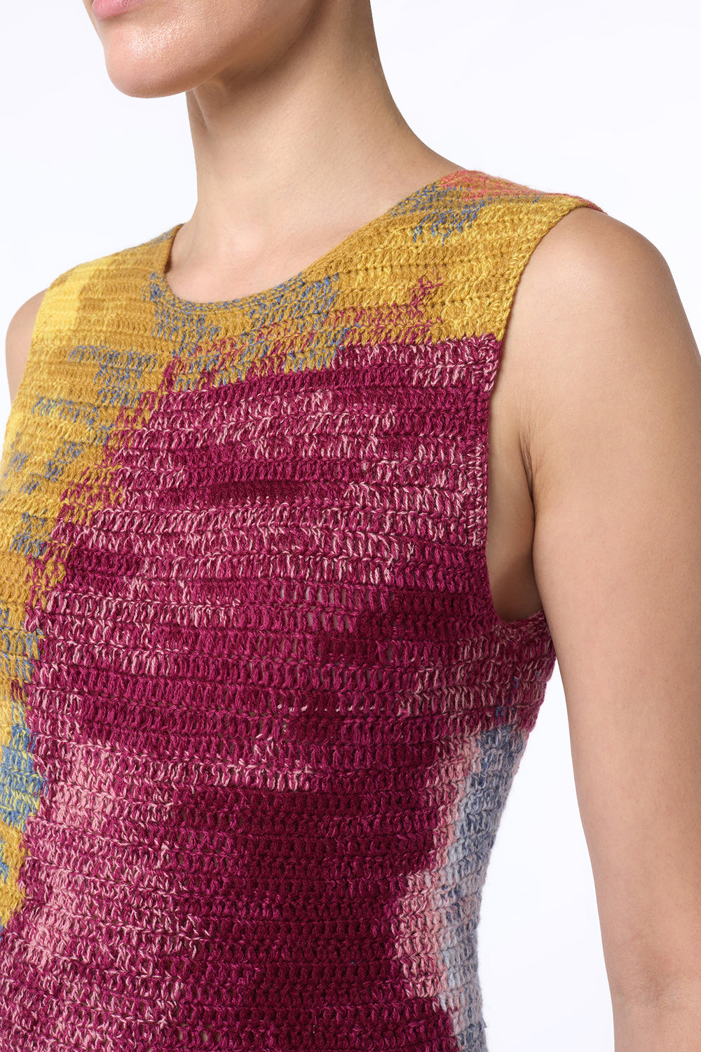 ジューン クロシェ マキシドレス オーロラ マルチ カシミア