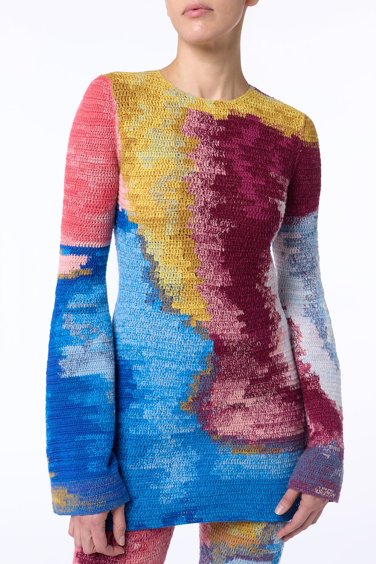 Millicent Crochet Tunic in Aurora Multi Cashmere Wool