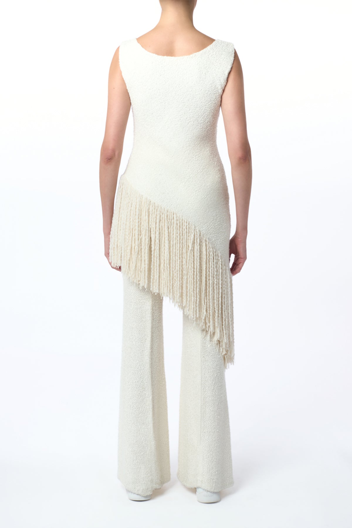 Ursin Fringe Top in Ivory Silk Boucle