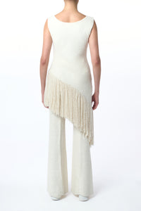 Ursin Fringe Top in Ivory Silk Boucle