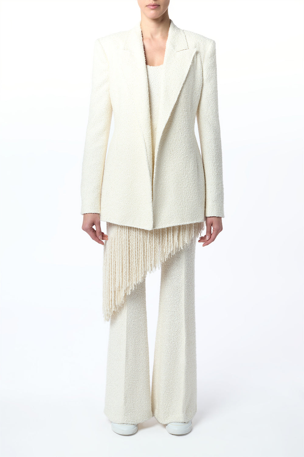 Rhein Flare Pant in Ivory Silk Boucle