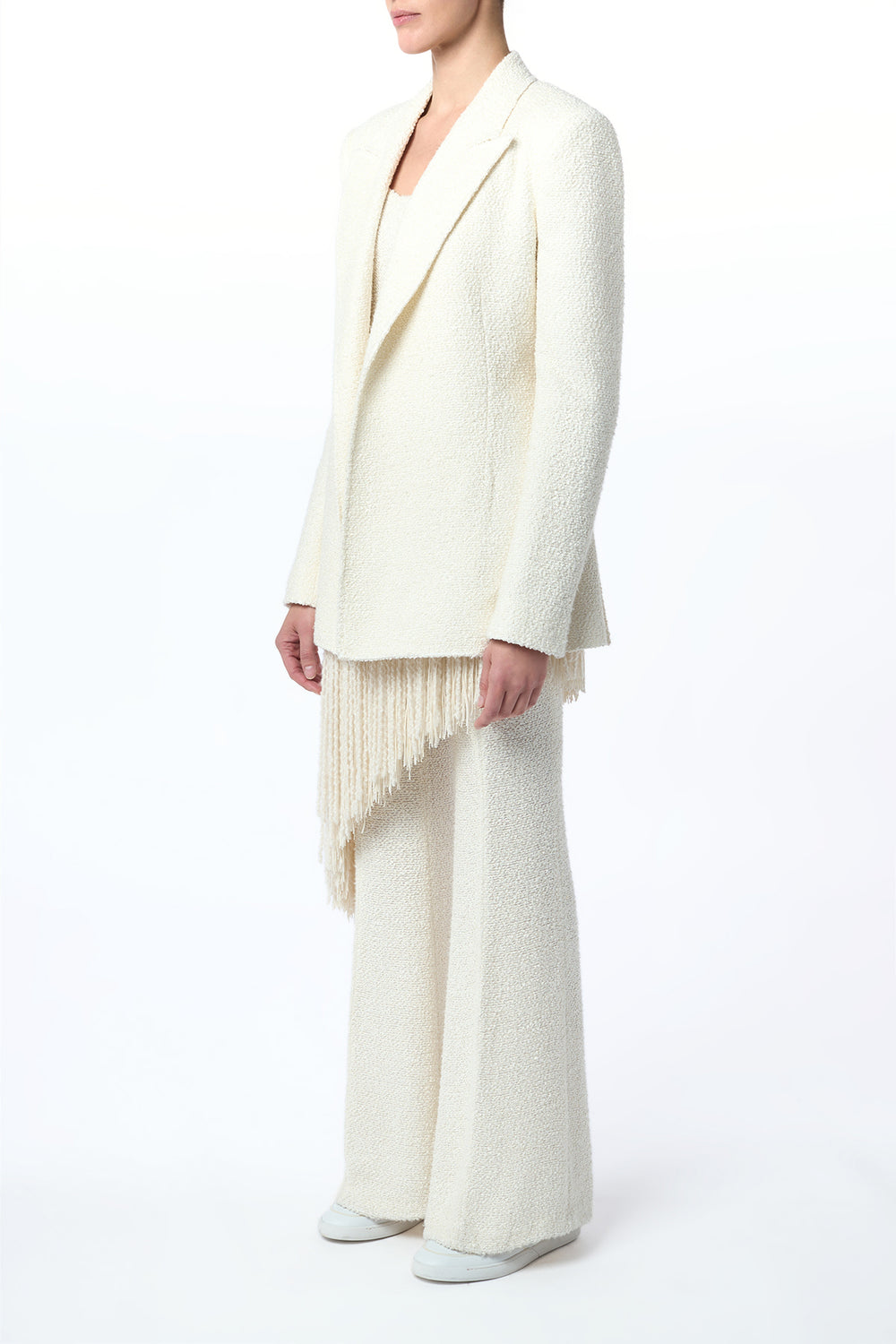 Rhein Flare Pant in Ivory Silk Boucle