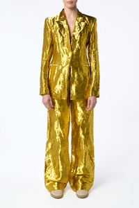 Mick Blazer in Gold Metallic Silk