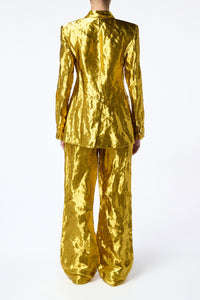 Bani Wide-Leg Pant in Gold Metallic Silk