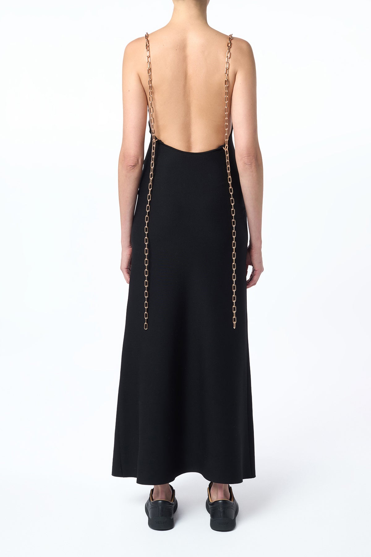 Adeona Chain Maxi Dress in Black Silk