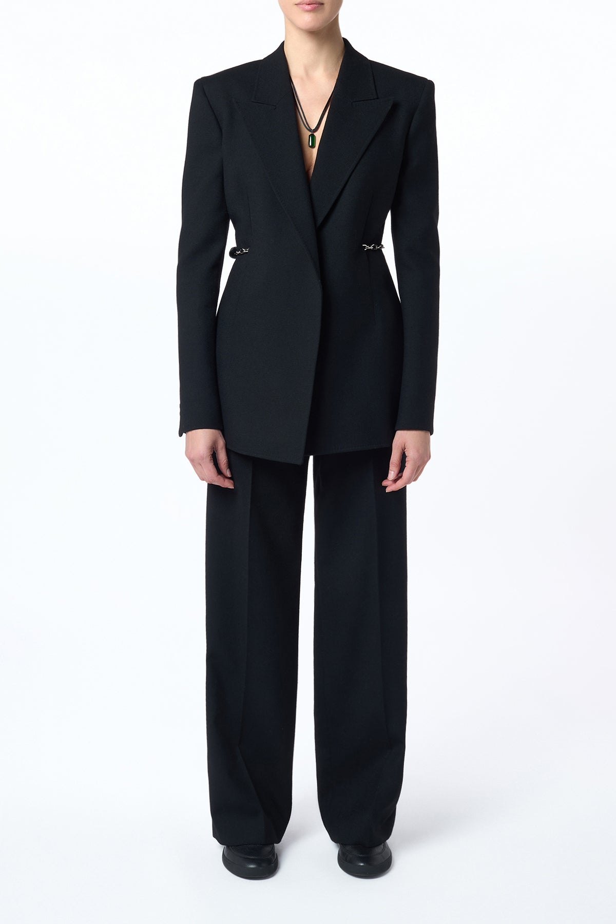 Norman Wide-Leg Pant in Black Recycled Virgin Wool