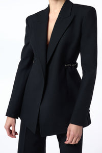 Epona Chain Blazer in Black Recycled Virgin Wool