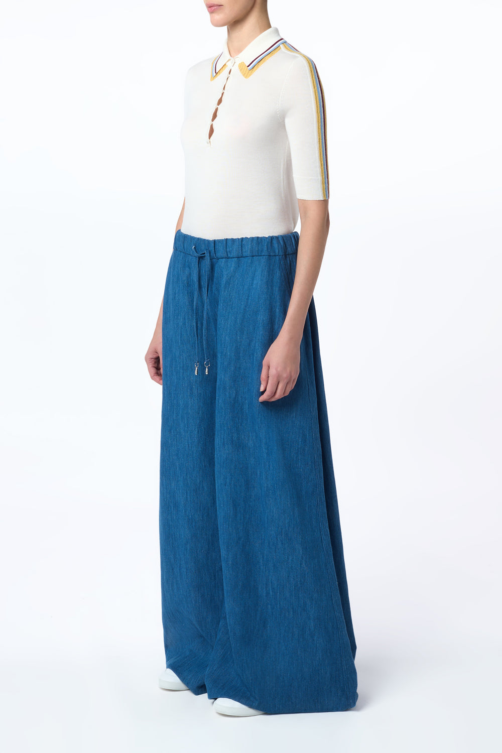 ウェンデリン ニット 半袖ポロ メルロー マルチ カシミア シルク