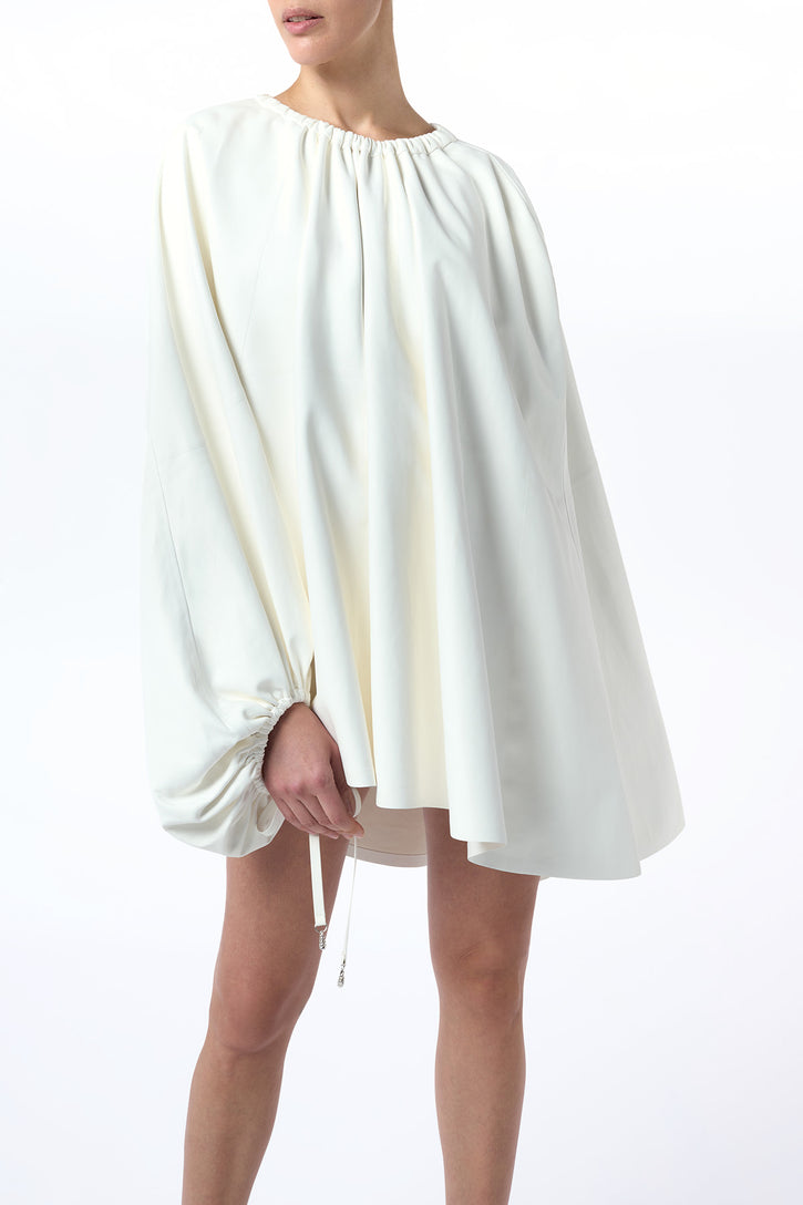 Wilmer Pleated Cape Top In Ivory Soft Leather