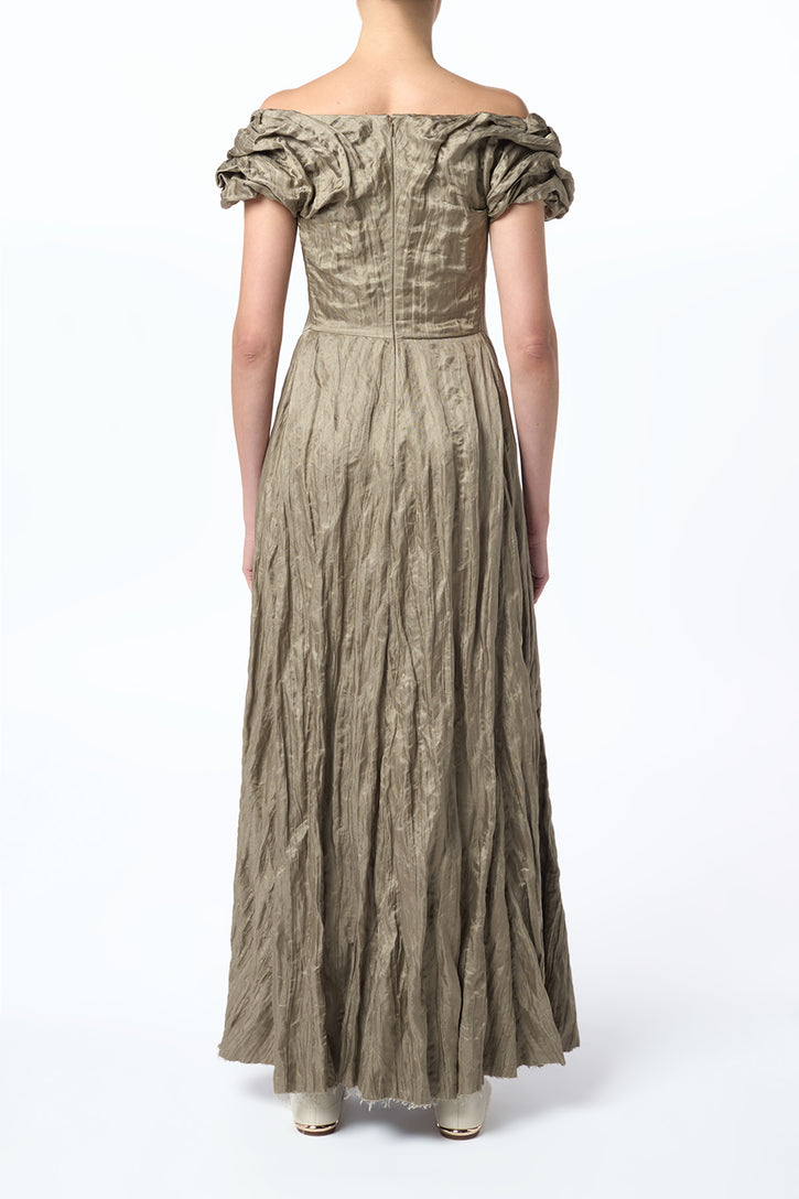 Juniper Maxi Dress in Gunmetal Metallic Silk