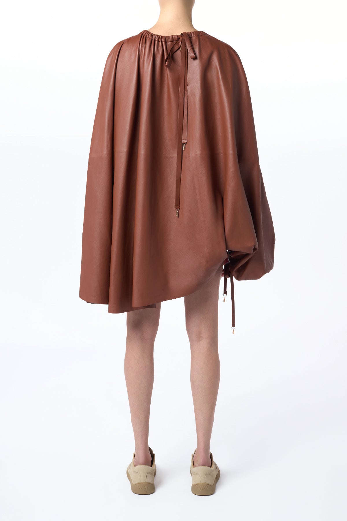 Wilmer Pleated Cape Top In Cognac Soft Leather