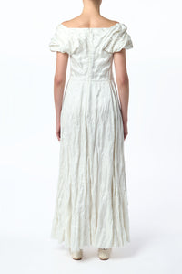 Juniper Maxi Dress in Ivory Metallic Crinkled Silk