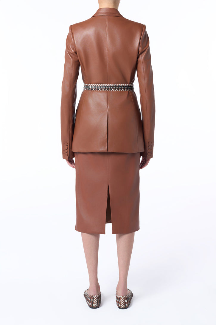 Manuela Midi Skirt in Cognac Soft Leather