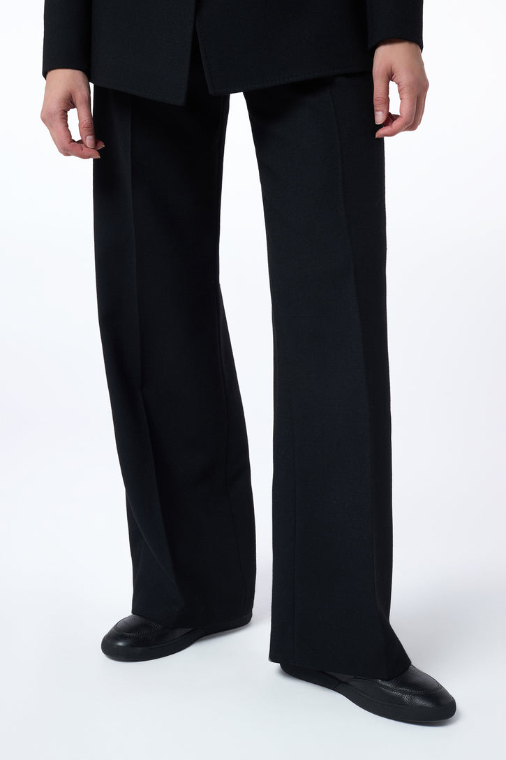 Norman Wide-Leg Pant in Black Recycled Virgin Wool