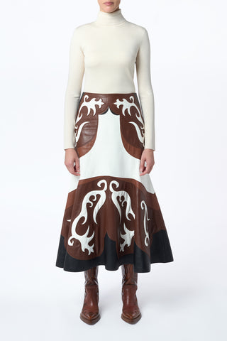 Morton Western Midi Skirt in Multi Nappa Leather