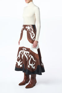 Morton Western Midi Skirt in Multi Nappa Leather