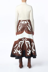 Morton Western Midi Skirt in Multi Nappa Leather