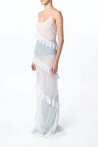 Pearce Slip Maxi Dress in Ivory Multi Speckle Silk Georgette