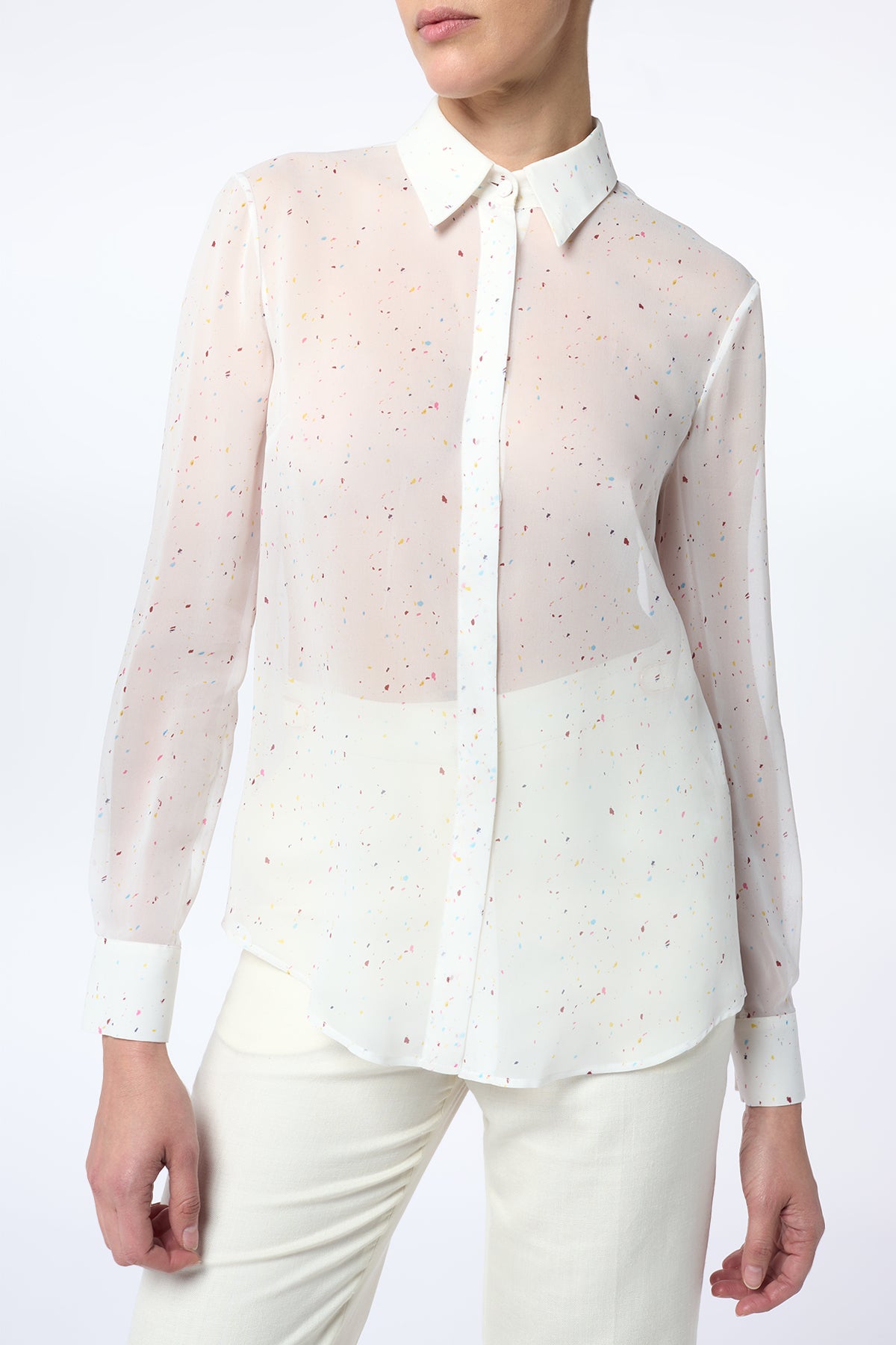 Henri Blouse in Ivory Multi Speckle Silk Georgette