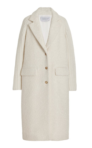 Charles Coat in Ivory Recycled Cashmere Boucle