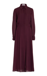 Delphine Dress in Deep Bordeaux Silk Georgette
