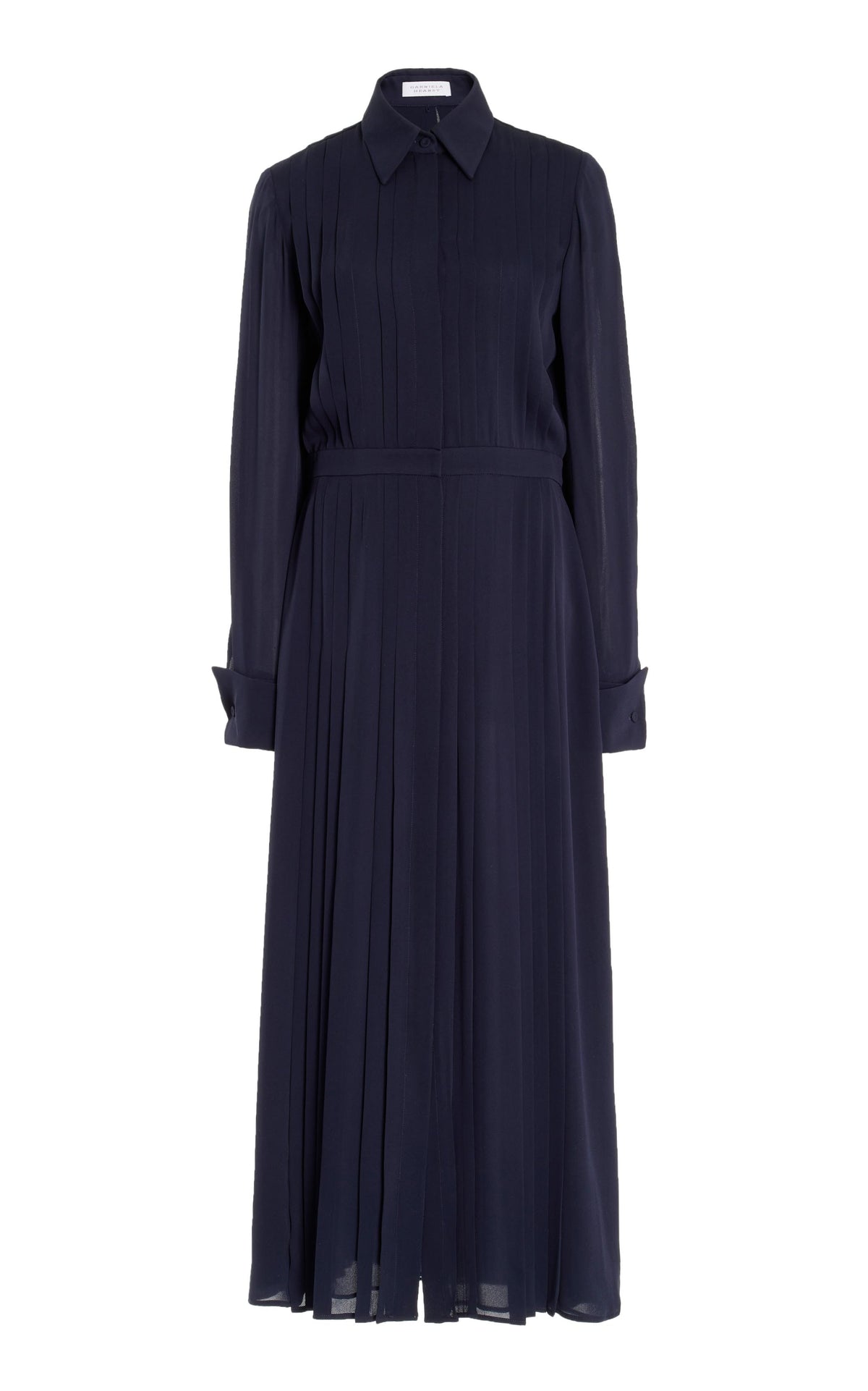Delphine Dress in Dark Navy Silk Georgette Twill