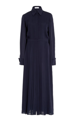 Delphine Dress in Dark Navy Silk Georgette