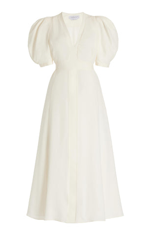 Luz Dress in Ivory Virgin Wool Crepe