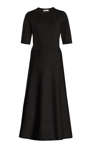 Black Merino Wool Cashmere Seymore Knit Midi Dress - Ghost Mannequin Front View | Gabriela Hearst