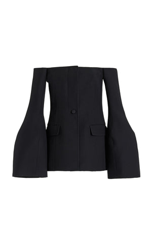 Ambrose Jacket in Black Silk Wool Cady