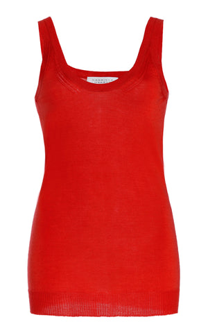 Toby Knit Tank Top in Red Topaz Cashmere Silk