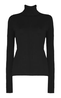 Peppe Knit Turtleneck in Black Cashmere Silk