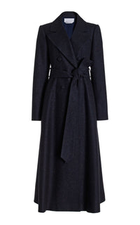 Reith Trench Coat in Dark Navy Multi Virgin Wool Tweed