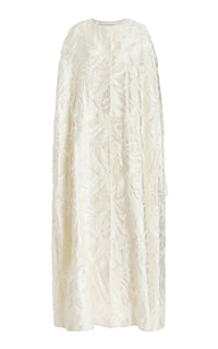 Hillman Cape in Ivory Silk Virgin Wool Jacquard