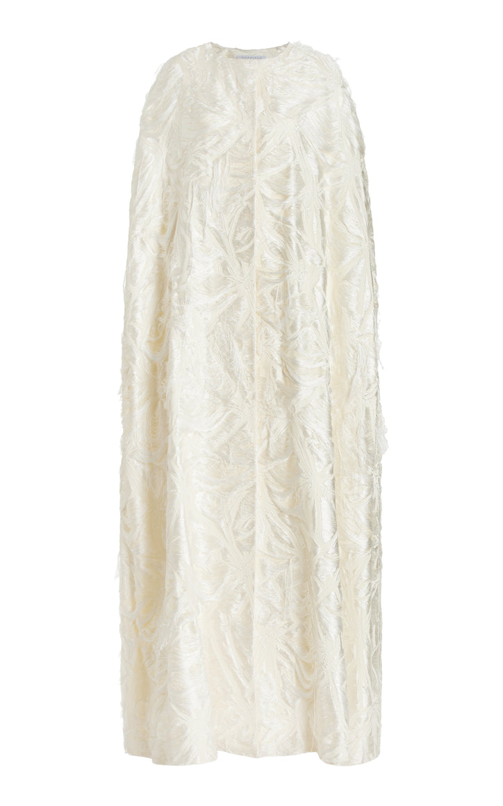 Hillman Cape in Ivory Silk Virgin Wool Jacquard