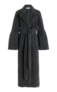 Barring Coat in Dark Grey Virgin Wool Silk Cashmere Fur