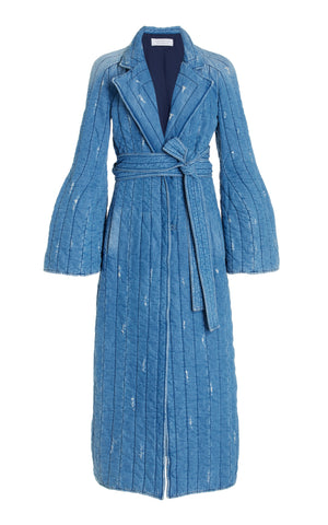 Dalloway Coat in Light Blue Denim Recycled Cotton Linen