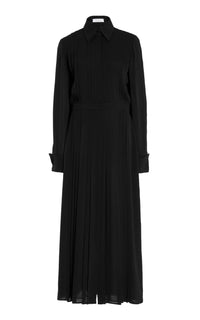 Delphine Shirtdress in Black Silk Georgette Twill