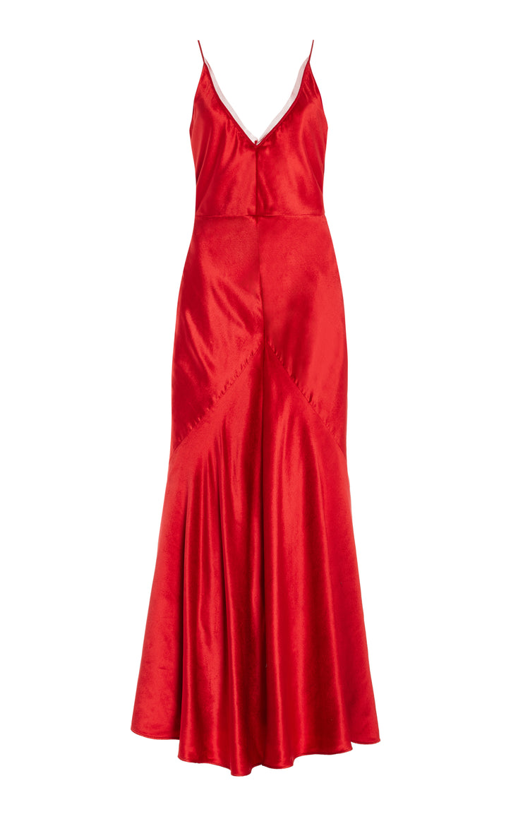 Brigita Slip Dress in Scarlet Red Silk Velvet