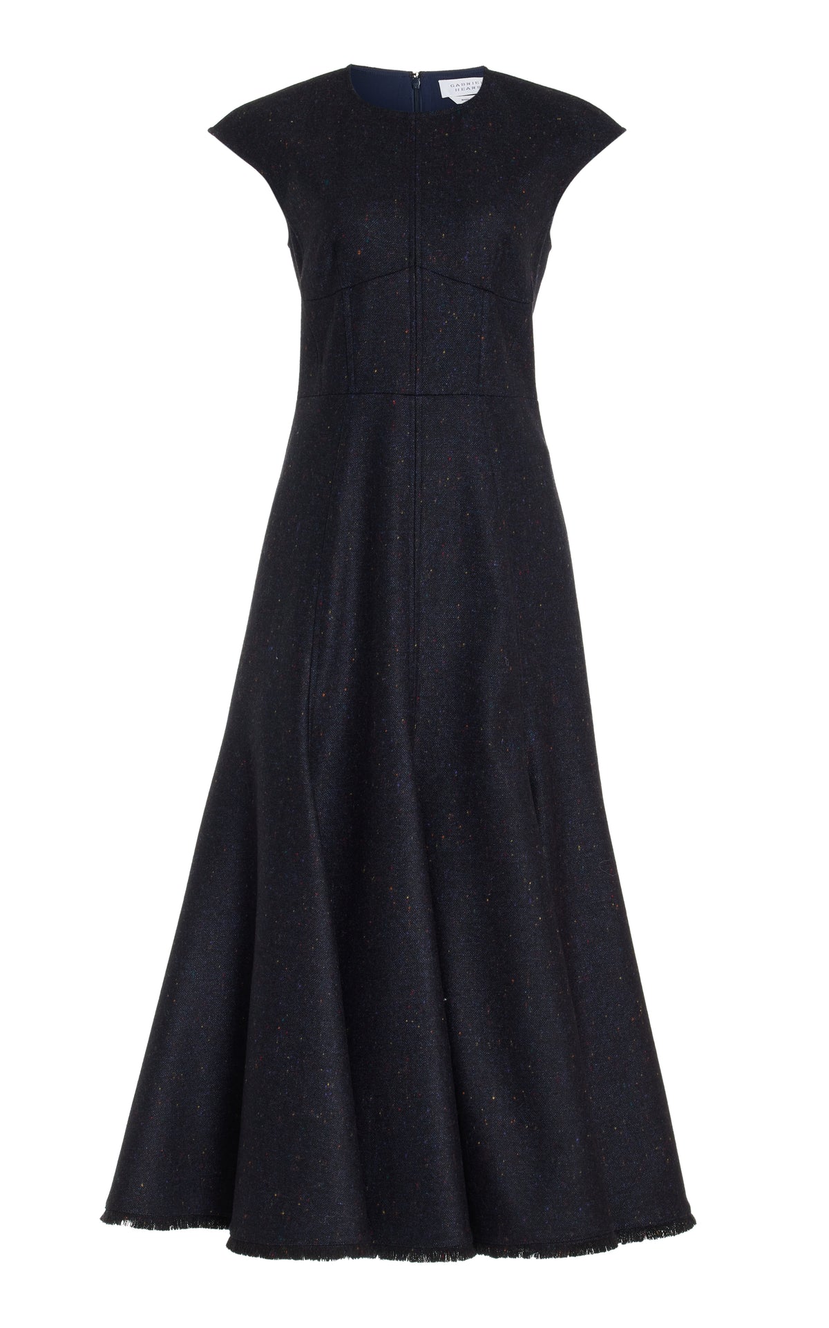 Crowther Dress in Dark Navy Multi Virgin Wool Tweed