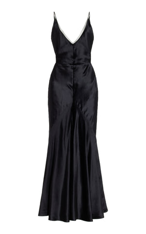 Brigita Slip Dress in Black Silk Velvet