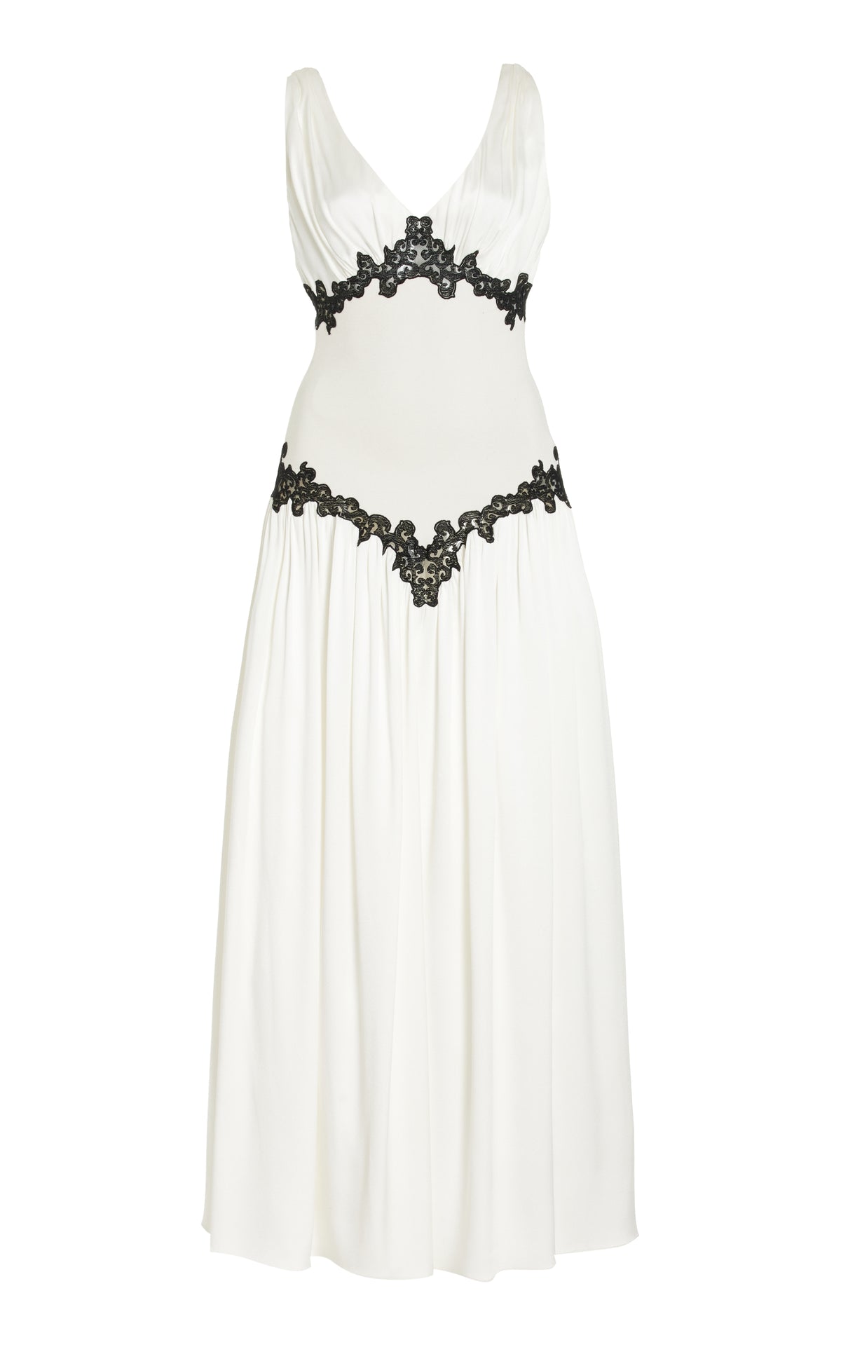 Highland Lace Maxi Dress in Ivory Silk Satin