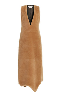 Ornstone Maxi Dress in Camel Virgin Wool Silk Cashmere Fur