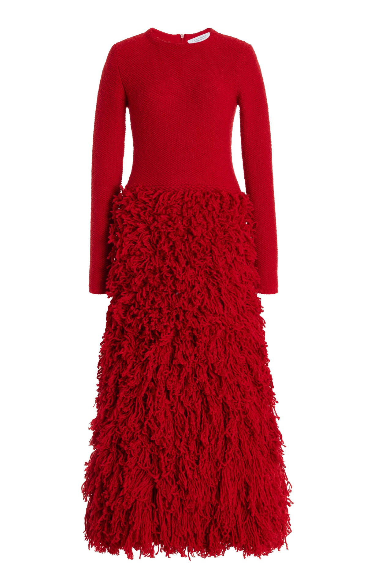 red wool dress Seymore Knit Midi in Scarlet Merino Cashmere Gabriela Hearst Daphne moves from workdays to evening plans with ease. Eliza Merino Wool Swing Dress