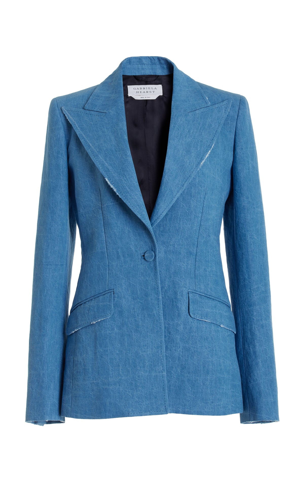 Leiva Blazer in Light Blue Recycled Cotton Linen Denim